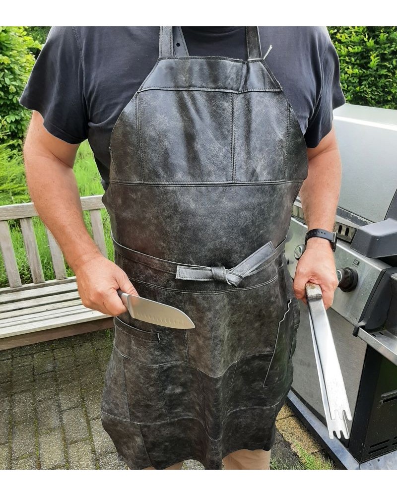 Lederen Barbecueschort Grijs