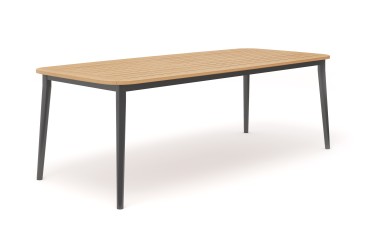 Tuintafel Charlie aluminium frame teak tafelblad - toonmodel