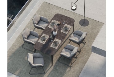 Tuintafel Charlie aluminium frame teak tafelblad - toonmodel