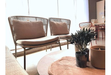 LIMA Lounge 1-zit Hoge Rug zand - Toonmodel