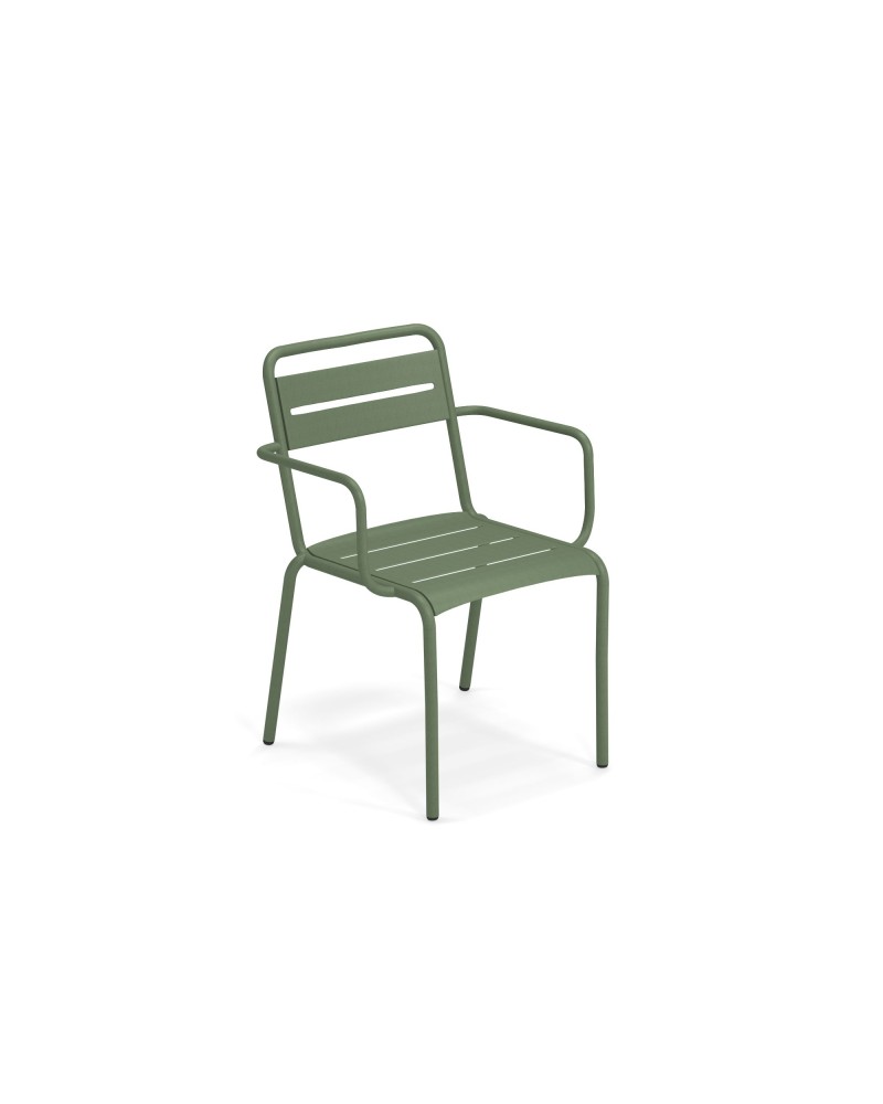 Stapelbare Tuinstoel Star met armleuningen - groen