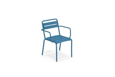 Stapelbare Tuinstoel Star met armleuningen - blauw