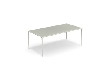 Aluminium Terramare tafel wit met keramiek lichtgrijs inlegblad 203x103