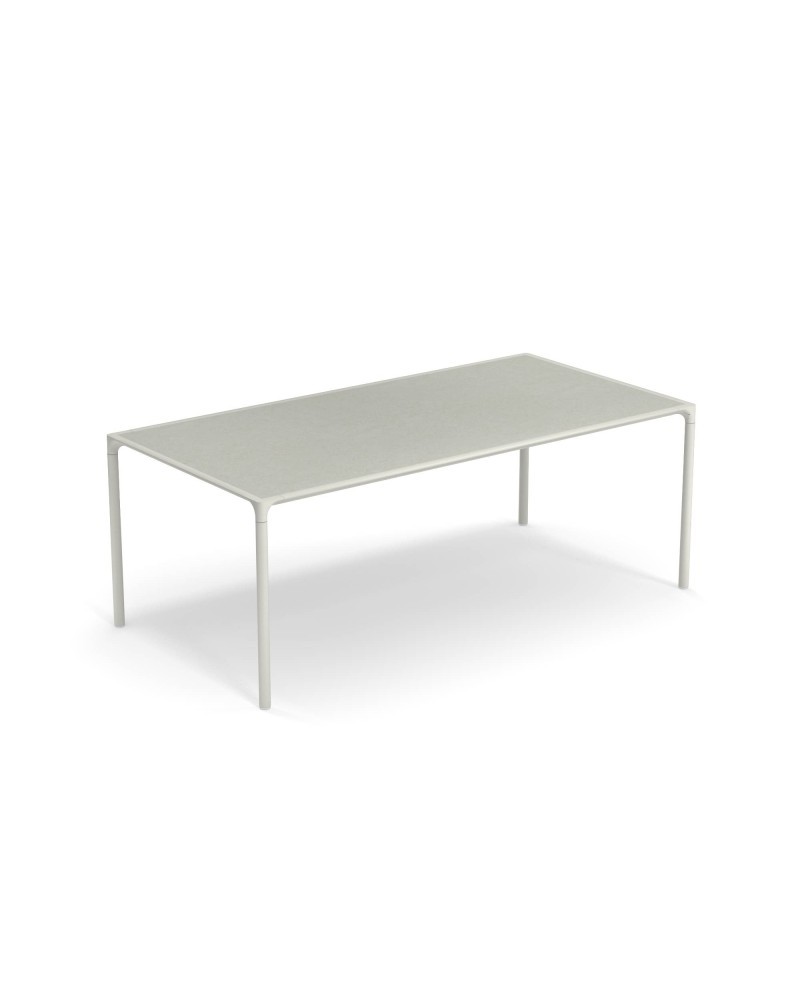 Aluminium Terramare tafel wit met keramiek lichtgrijs inlegblad 203x103