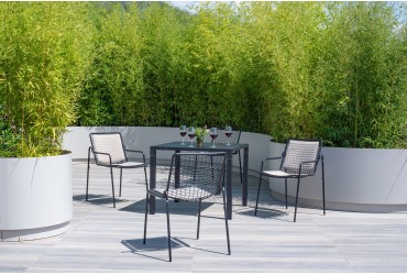 Stapelbare tuinstoel Rio R50 met armleuningen zwart