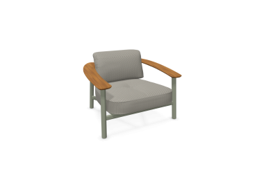 Lounge zetel TWINS aluminium grijsgroen teak