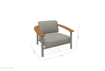 Lounge zetel TWINS aluminium grijsgroen teak