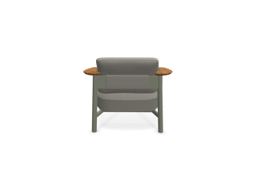 Lounge zetel TWINS aluminium grijsgroen teak