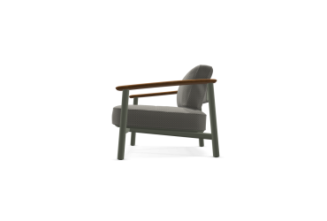 Lounge zetel TWINS aluminium grijsgroen teak