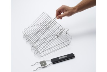 Dubbele barbecuerooster met afneembaar handvat