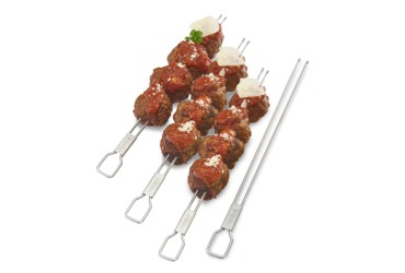 Set van 4 dubbele spiezen 30,5 cm - inox